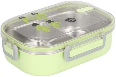 Image de Boîte à lunch isotherme en acier inoxydable, verte, pour les écoliers