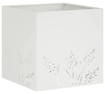Image de vidaXL Pot de jardin blanc, 50 x 50 x 49 cm, en acier laminé à froid