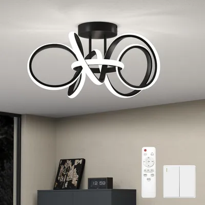 Image de doporro Plafonnier LED Dimmable Lampe Plafond Noir 65W 3740LM Éclairage de Plafond Luminaires Intérieur Couloir Salle de Bain Cuisine 3000K-6400K avec Télécommande Alivetta25035