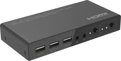 Image de MicroConnect - Commutateur KVM / vidéo / audio - 2 x KVM / vidéo / audio - 1 utilisateur local - Ordinateur de bureau (MC-HDMIKVM0201-4K)