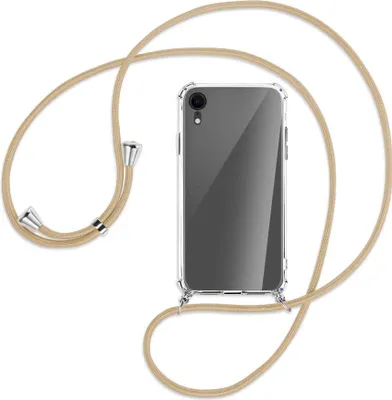 Produktbild von Handykette Backcover-Schutzhülle mit Band (Metall silberfarben) für Apple iPhone XR - caramel