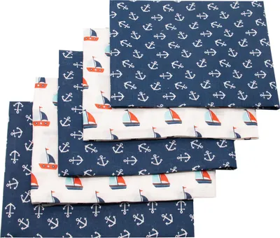 Produktbild von 5er Set Spucktücher, Mullwindeln, 100% Baumwolle, 80x80 cm, weiß blau