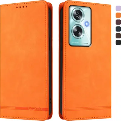 Image de Etui pour Oppo A79 5G, étui rétro en cuirPolyuréthaneavec support et fentes pour cartes Orange