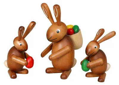 Produktbild von Osterdekoration Osterhasengruppe 3tlg. bunt Höhe=11-17,5cm NEU