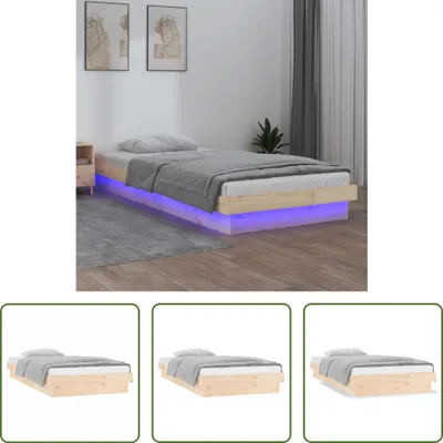 Produktbild von The Living Store Massivholzbett mit LEDs 90x190 cm