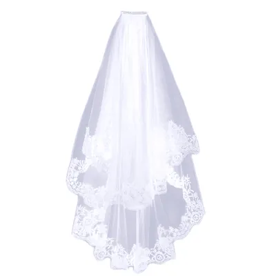 Produktbild von 2 Schichten Vintage Lace Tüll Hochzeit Brautschleier Braut Haarschmuck Weiß