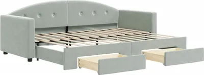 Productafbeelding van vidaXL Dagbed met uittrekbaar bed en lades, lichtgrijs, 80x200 cm, fluweel