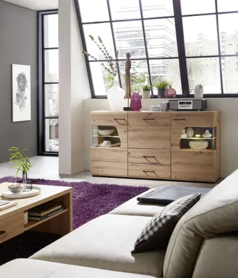 Produktbild von Sideboard - Artisan Eiche Nachbildung - B 170 cm - 3 Türen - 2 Schubladen - mit LED-Beleuchtung