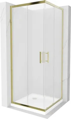 Zdjęcie produktu dla Mexen Rio kabina prysznicowa kwadratowa 80 x 80 cm, szron, złota + brodzik Flat, biały - 860-080-080-50-30-4010G