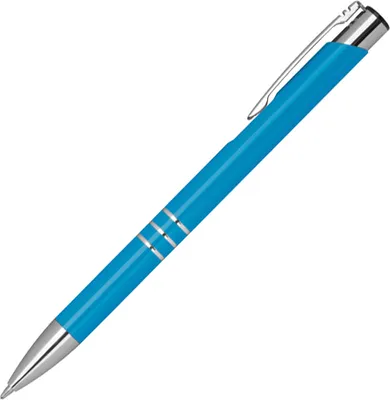 Produktbild von 10 Kugelschreiber aus Metall / Farbe: hellblau