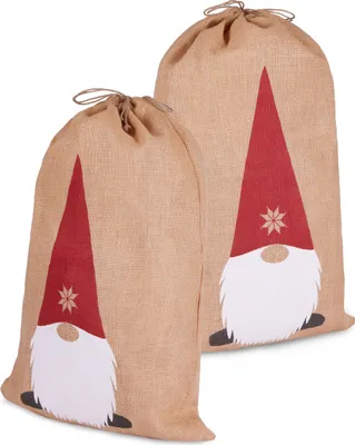 Produktbild von BRUBAKER Weihnachtssack Gnom - 80 cm Geschenksack Weihnachten - Nikolaussack Jutebeutel Sack, 2 Stück