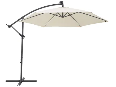 Obrázek produktu pro BELIANI Zahradní konzolový slunečník béžový polyesterový stín s LED světlem ø 285 cm Hliníkový klikový mechanismus Venkovní deštník