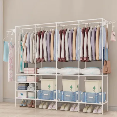 Obrázok produktu pre Solidchoice – Robustný vešiak na oblečenie so 4 tyčami a 10 policami