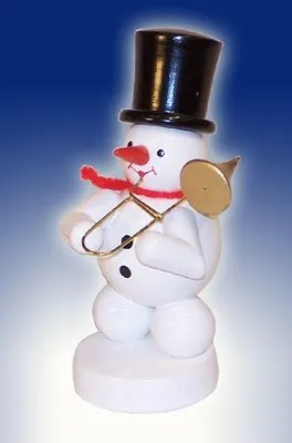 Produktbild von Schneemann Musikant mit Posaune (8cm) von Zenker Volkskunst