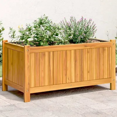 Produktbild von "2024"cloris Pflanzkübel mit Einlage 80x42x40 cm Massivholz Akazie - Beete pflanzen CHY78981382