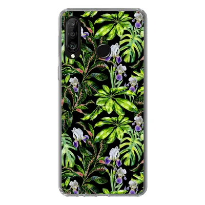 Produktbild von MuchoWow® Handyhülle Schutzhülle Hülle für Huawei P30 Lite Blume - Blätter - Muster Silikon Softcase Handy Hülle - Handyhülle