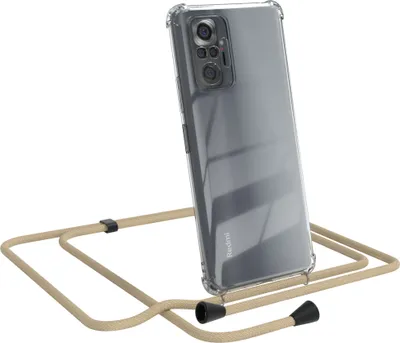 Produktbild von EAZY CASE Handykette kompatibel mit Xiaomi Redmi Note 10 Pro, Handyhülle mit Umhängeband, Handykordel, Schutzhülle Clear, Band in Blau
