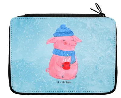 Produktbild von Mr. & Mrs. Panda Mäppchen Schwein Glühwein - Eisblau - Geschenk, Etui, Federmäppchen, Punsch, Glühschwein, Weihnachtsmarkt, Federmappe, Weihnachten, Stifteetui