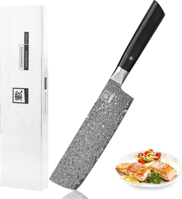 Produktbild von Zayiko Black Edition Nakiri Messer I 18,5cm Klinge I dunkler Damast I Pakkaholz