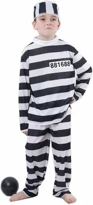 Immagine prodotto di Costume da galeotto per bambini in bianco e nero - 110-122 (4-6 anni)