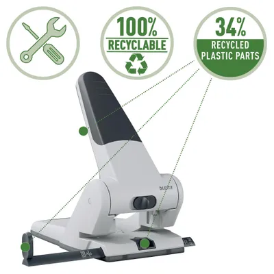 Produktbild von Leitz Heavy Duty Hole Punch 5180, 65 Blätter, Blau, 8 cm, 5,5 mm, 1 kg, 220 x 100 x 130 mm