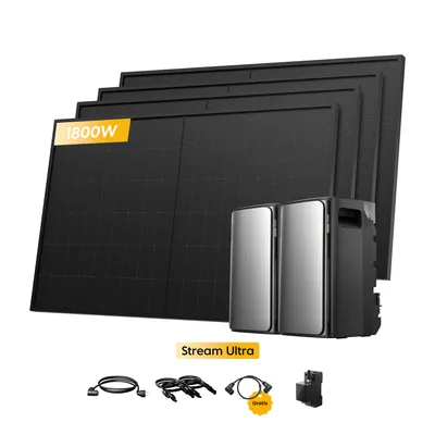 Produktbild von Balkonkraftwerk mit Speicher 3840Wh, Ecoflow Stream Ultra Speicherx2 und 450W Full Black Bifaziale Solarmodulex4 mit Smarten Zähler (0% MwSt)
