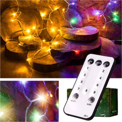 Obrázek produktu pro Aga LED Světelný řetěz 10 m 100 LED s dálkovým ovládáním Vícebarevné + Teplá bílá