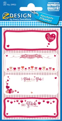 Produktbild von AVERY Zweckform ZDesign Haushaltsetiketten "Herzen" 2 Blatt à 8 Etiketten