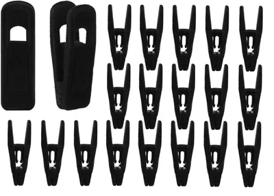 Produktbild von Samt-Hakenclips – Robuste Clips für dünne Kleiderbügel – Schwarz, 20 Stück
