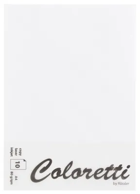 Zdjęcie produktu dla Rössler Papier 220701509 Papier firmowy Coloretti - A4, 80g, 10 arkuszy, biały
