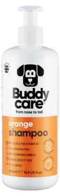 Immagine prodotto di Shampoo per cani Orange di Buddycare - Shampoo detergente profondo per cani - Profumo fruttato - Contiene aloe vera e provitamina B5 (500 ml)