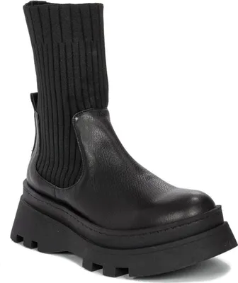 Produktbild von Damen Plateau Slipper Schuhe aus Leder Schwarz, Plateau 4,5 cm vorne, 6 cm hinten