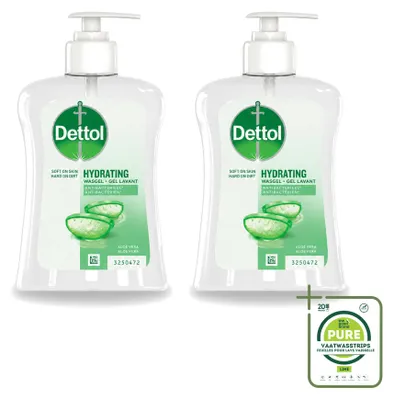 Image de 2 flacons de savon antibactérien pour les mains Dettol, à l'aloé vera, 250 ml, lot de 2