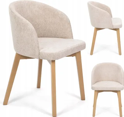 Produktbild von Stuhl für Esstisch - Beige - Aus Holz - Küchenstuhl - 51 x 75 x 51 cm B/H/T - Braune Holzbeine - Tragkraft 130 kg - BELLUNO 2