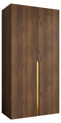Produktbild von MIRJAN24 Kleiderschrank Mila 1 100, Schlafzimmer, Kleiderschrank, mit zwei Drehturen und mit Kleiderstange, Modern, Garderobenschrank (Farbe: Nuss Warmia + Gold)