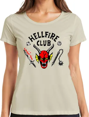 Produktbild von HELLFIRE CLUB Dämon Schädel Hörner D20 Flammenschwert Rollenspiel Damen T-Shirt, Natur, 3XL