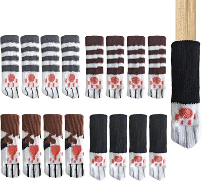Produktbild von Stuhlsocken mit Katzenpfoten - 16 Stück für rutschfeste und geräuscharme Möbelbeine