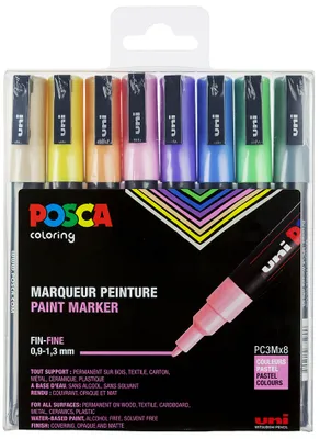 Immagine prodotto di marcatore a pigmenti uni-ball POSCA PC-3M, confezione da 8, pastello