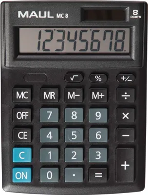 Produktbild von MAUL Tischrechner MC 8 LCD-Anzeige 1-zeilig, 8 Ziffern Solar Batterie 13.7 x 10.3 x 3.1 cm schwarz