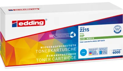 Produktbild von EDDING EDD-2215 cyan Toner ersetzt HP 415X W2031X - Kompatibel - Tonereinheit