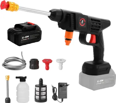 Image de Nettoyeur à pression sans fil 200 W 50 bars, pistolet pulvérisateur, or, compatible avec Makita 18V, batterie 10 cellules incluse