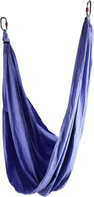 Produktbild von Famanu Yoga-Hängematte - Aerial Yoga Swing aus Nylon, 2,5 x 1,5 m, verstellbare Höhe, lila
