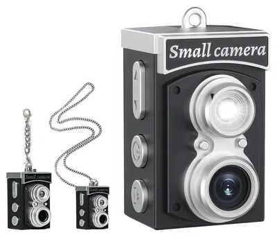 Produktbild von Mini Vintage Schlüsselanhänger Kamera – HD Display 1,14", Ultrakompakt für Reisen & Party, inkl. 64 GB