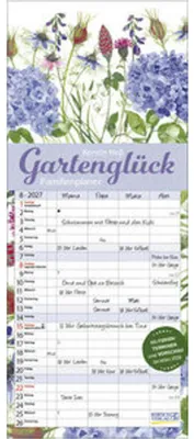 Produktbild von Korsch Familienkalender 2027 Gartenglück, 19x46 cm, Deutsches Kalendarium für 4 Personen, ohne störende Bilder