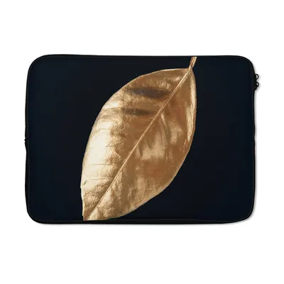 Produktbild von MuchoWow® Laptop Hülle 13 Zoll Blätter - Schwarz und Gold - Luxus - Natur - Pflanzen Laptoptasche - Laptophülle - Sleeve - Rundumschutz