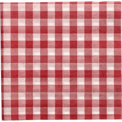 Produktbild von Servietten, 1-lagig 1/4-Falz 33 cm x 33 cm rot/weiss "Vichy Karo"