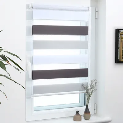 Produktbild von Grandekor Doppelrollo Klemmfix ohne Bohren 70x120cm Weiß-Anthrazit-Grau lichtdurchlässig & verdunkelnd Duo Roll Klemmrollo für Fenster und Tür Fensterrollo Zebrarollo