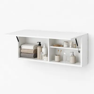 Produktbild von Wandregal für das Badezimmer 100x40x25 cm, Weiß, Platzsparend