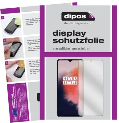 An image showing instructions for applying a screen protector to a smartphone, alongside a product shot of the screen protector and a smartphone.