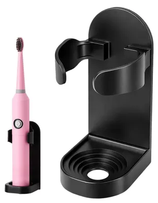 Produktbild von Zahnbürstenhalter selbstklebend 2er Set Schwarz Wandmontage ohne Bohren ABS Kunststoff